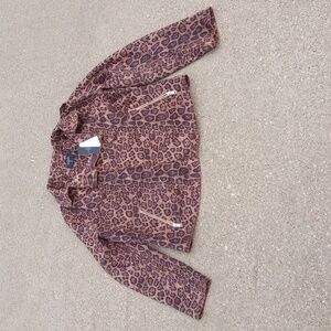 NWT Tahari Leopard Animal Print Faux Suede Leather Women's Jacket XL